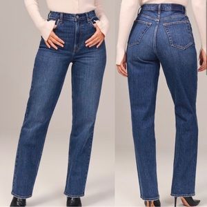 Abercrombie & Fitch Curve Love The 90s Straight Ultra High Rise Denim Jeans 4L